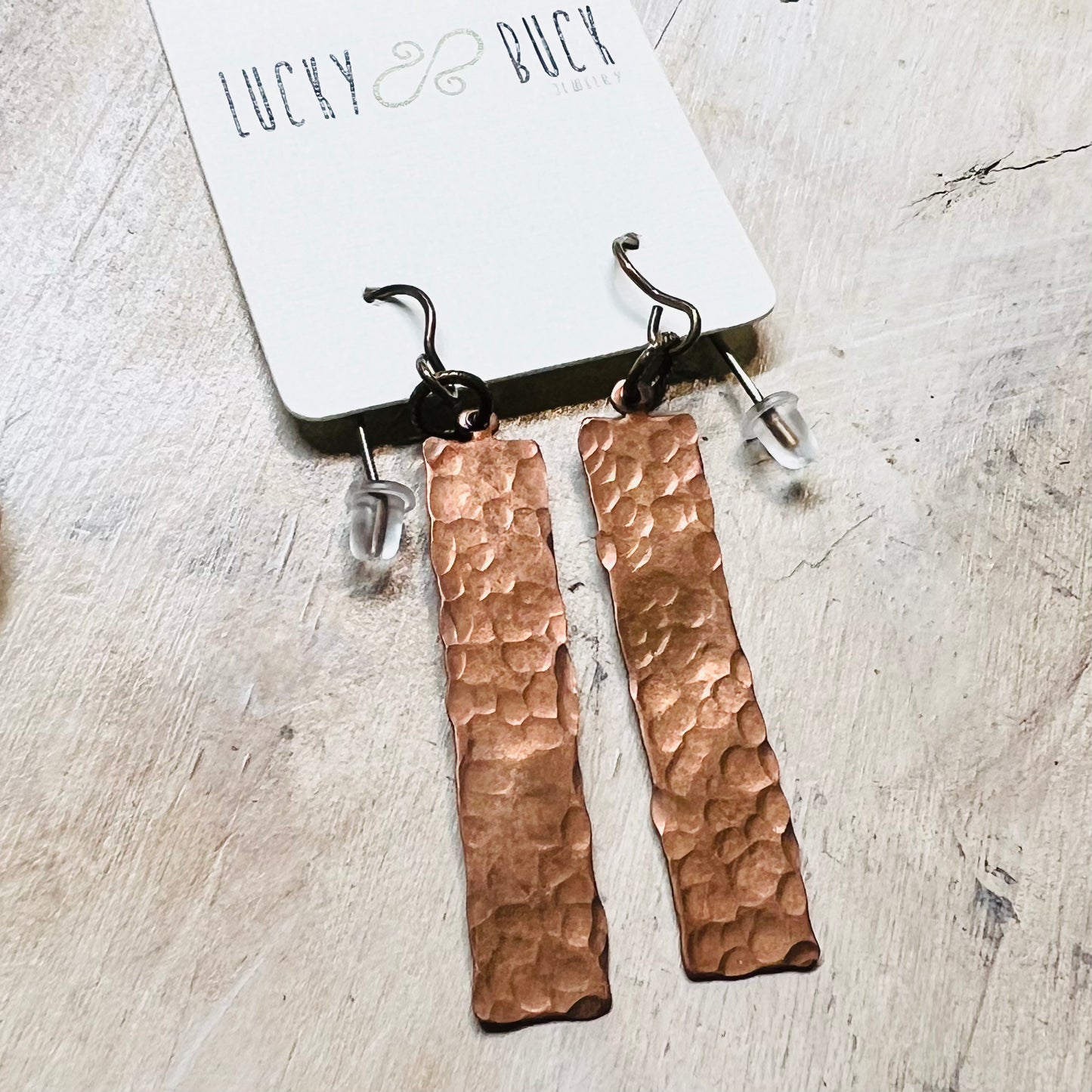 Copper strip earrings