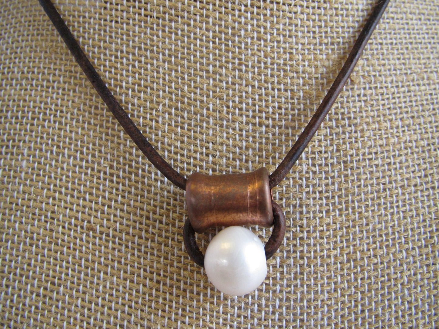 Art Deco Pearl & Copper Necklace